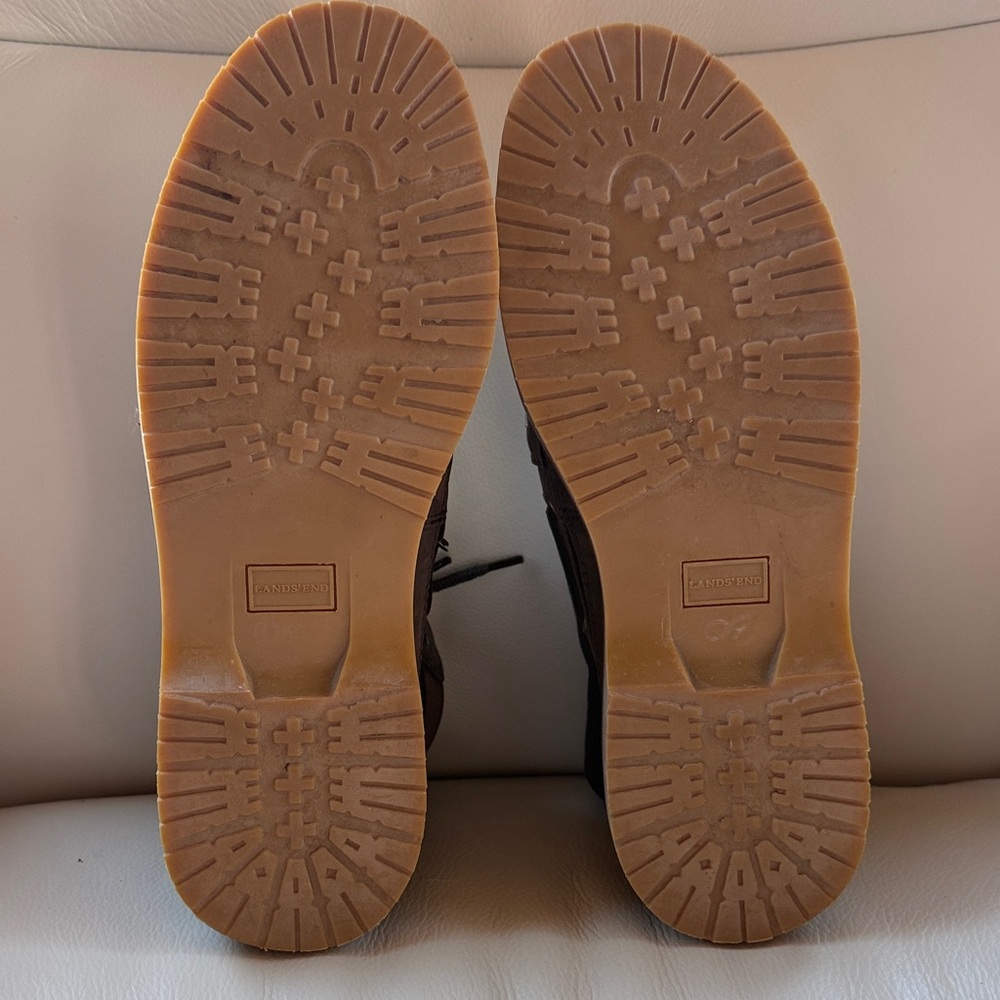 👍New Men’s Lands' End Dark Brown Leather Boots size 9.5 - Picture 8 of 12